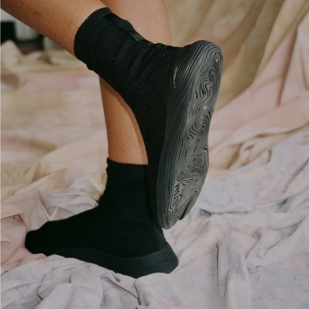 Black Knit Tabi Sneakers